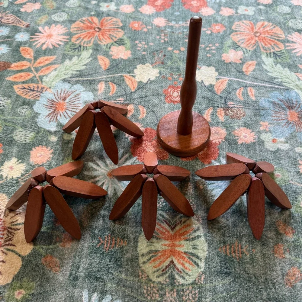 Wooden Stackable Christmas Tree Trivets Tabletop Decor Brown 8 Inch 5 Piece Set